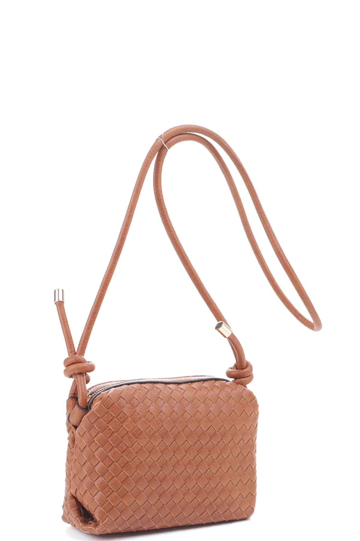 Braid Texture Zipper Crossbody Bag