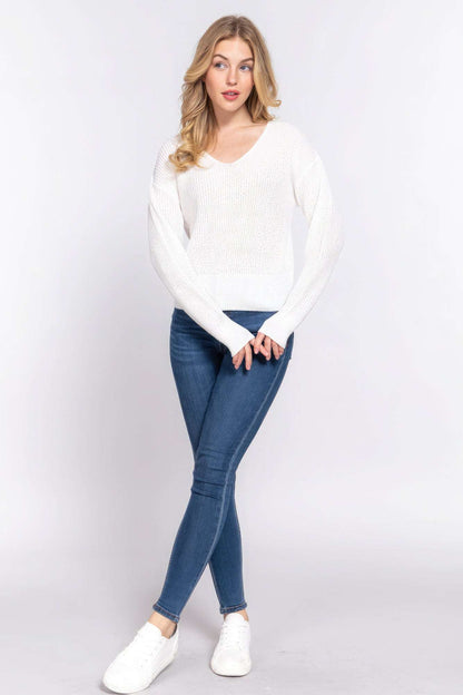 Dolman Slv Strappy Open Back Sweater