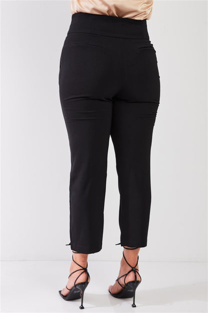 Plus Black High-waisted Classic Pegged Pants