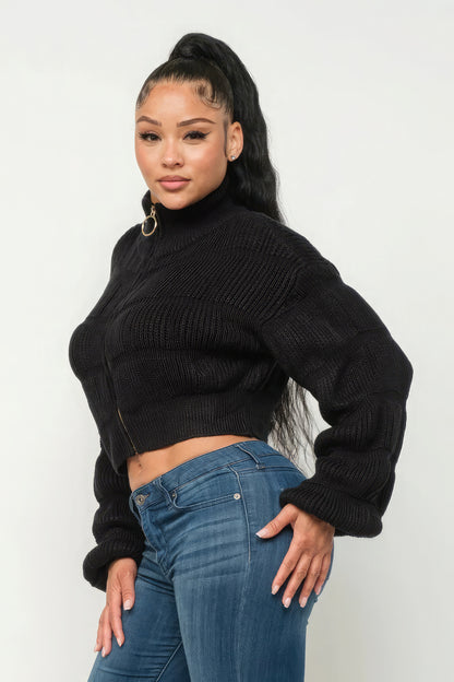 Sweater Top W/ Front Zipper