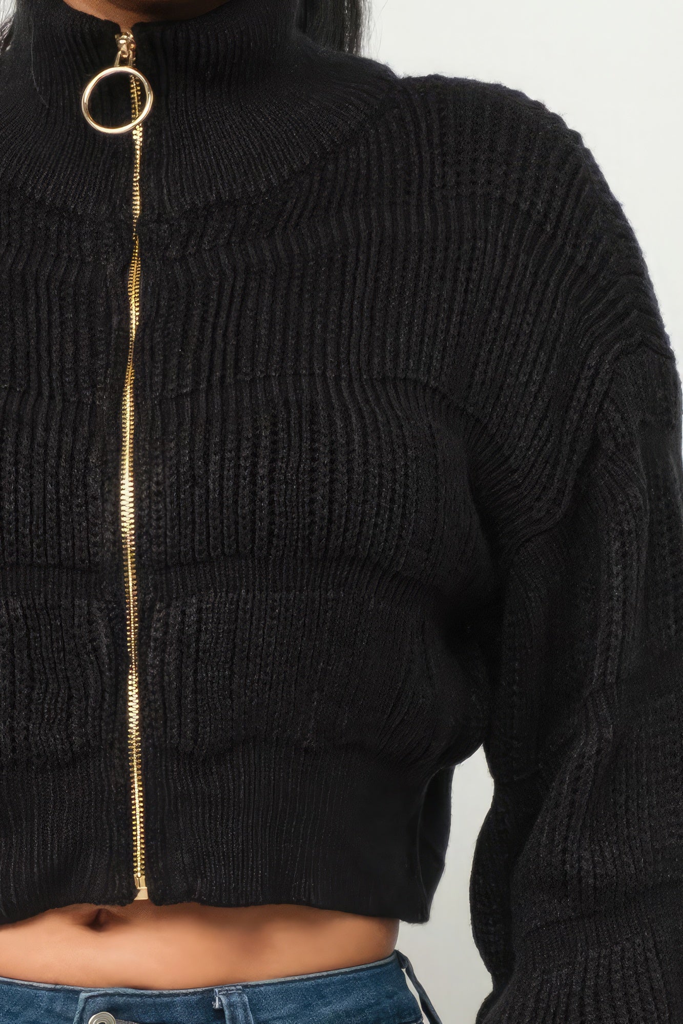 Sweater Top W/ Front Zipper